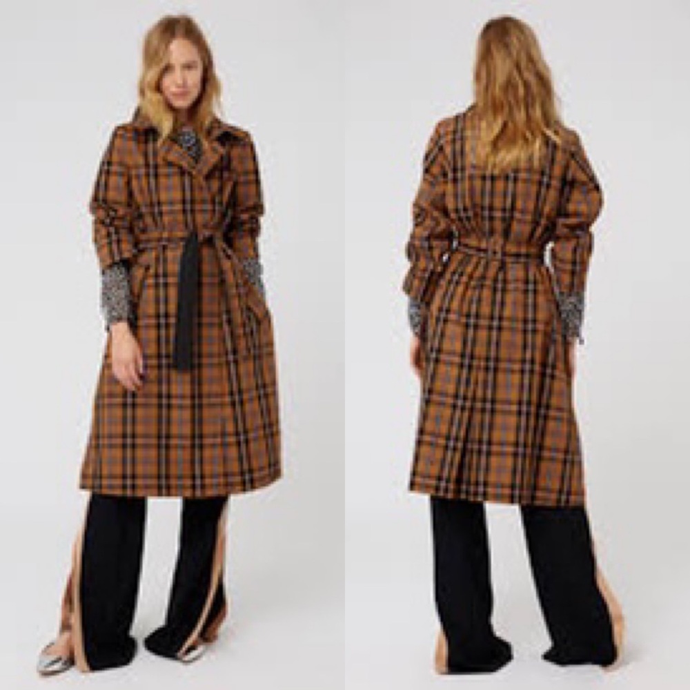 Plaid Trench Coat for Women